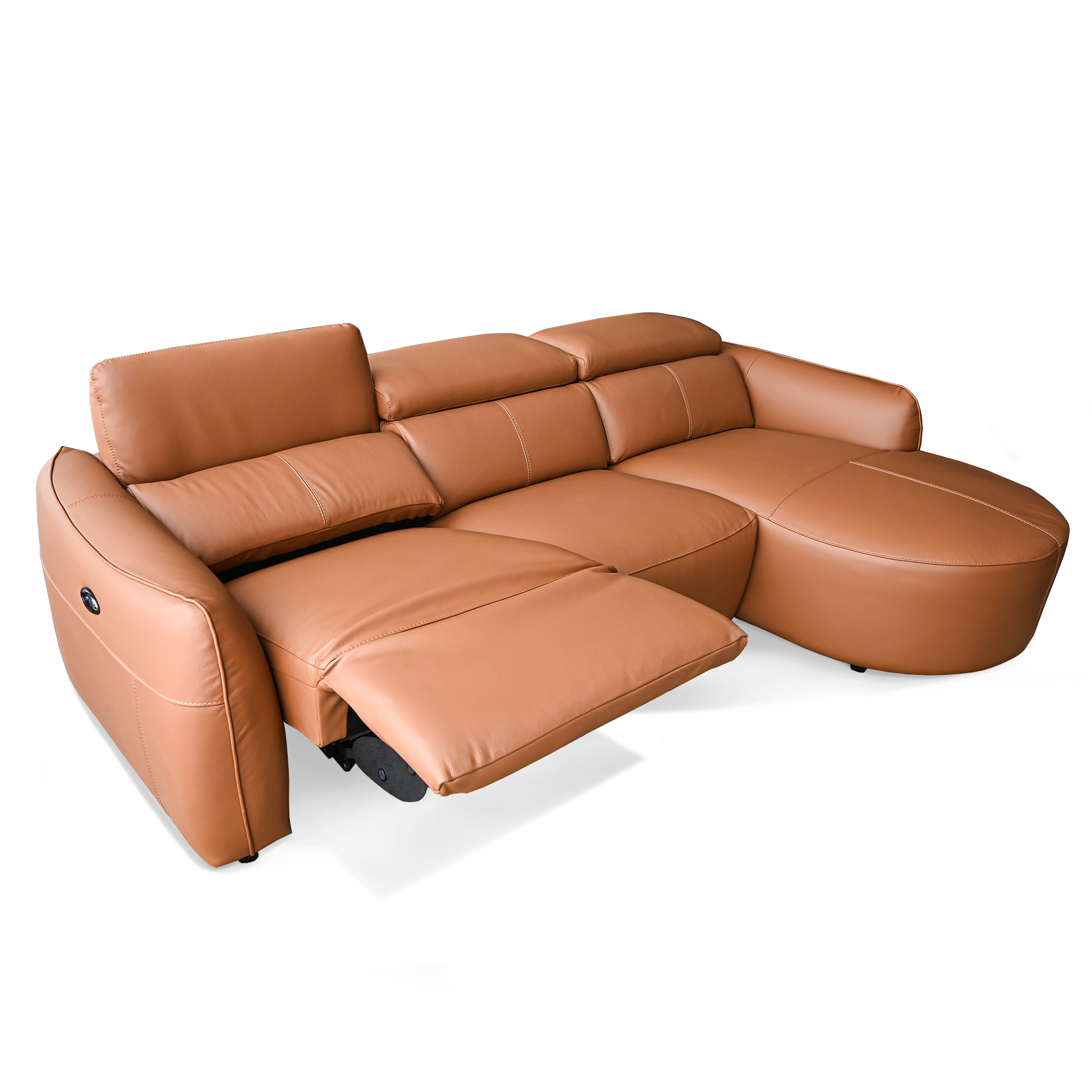 Brown Leather Power Reclining Sectional at Mobler Furniture in Edmonton, CA